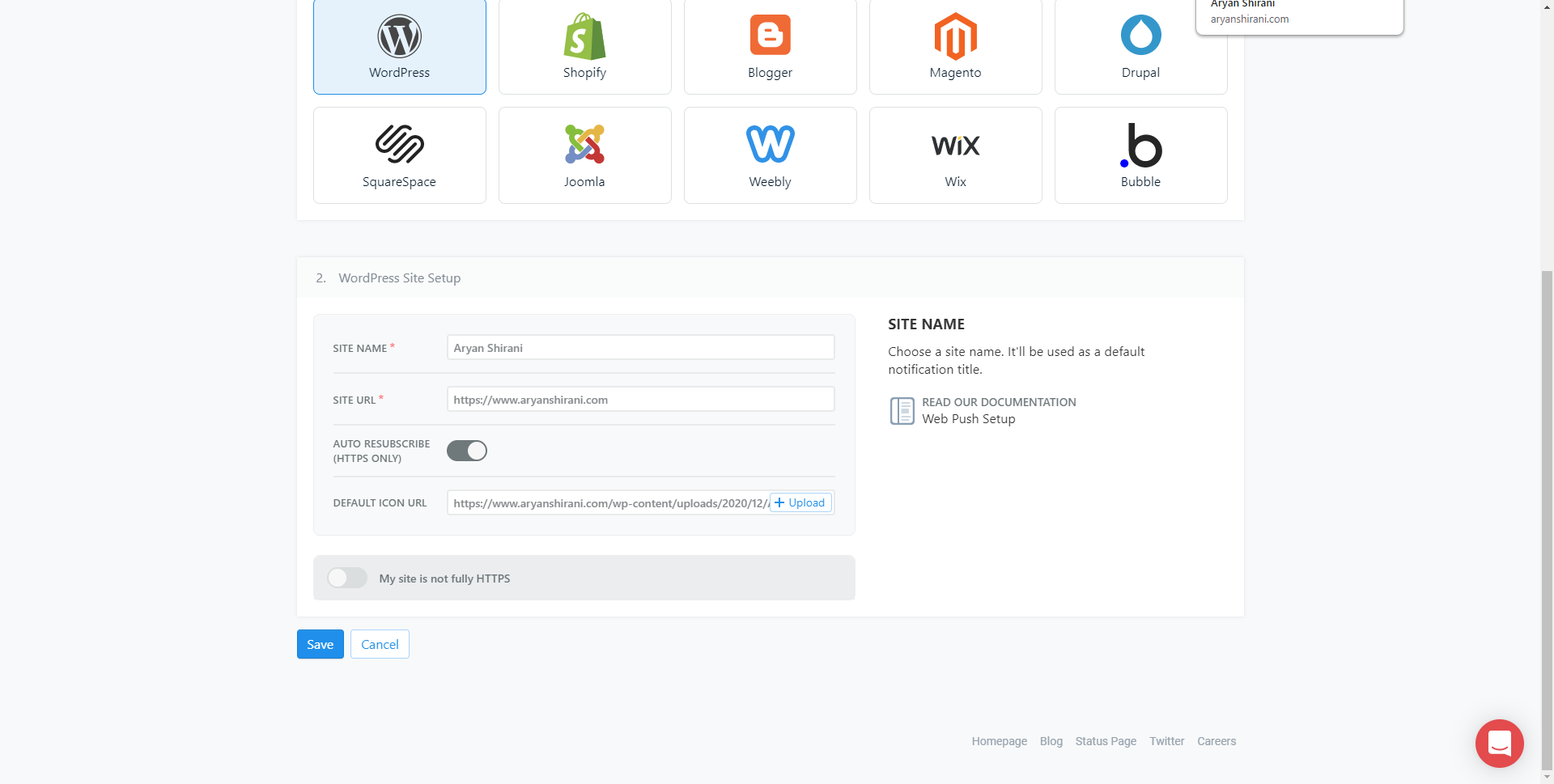 Notifiche Push con Onesignal impostazione sito wordpress